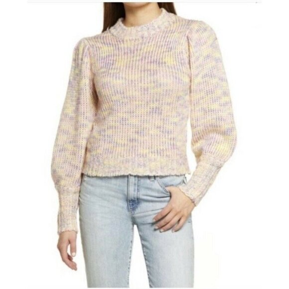 ALL IN FAVOR Pastel Marled Sweater In Pink Multi  size Large - Picture 1 of 5